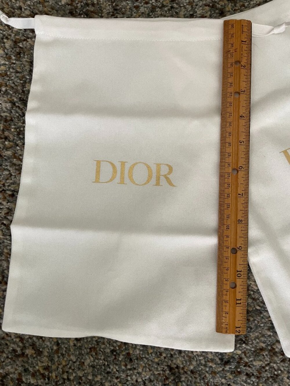 Set of Two Dior Shoe Dust Bags White with Gold Letters - Picture 4 of 9